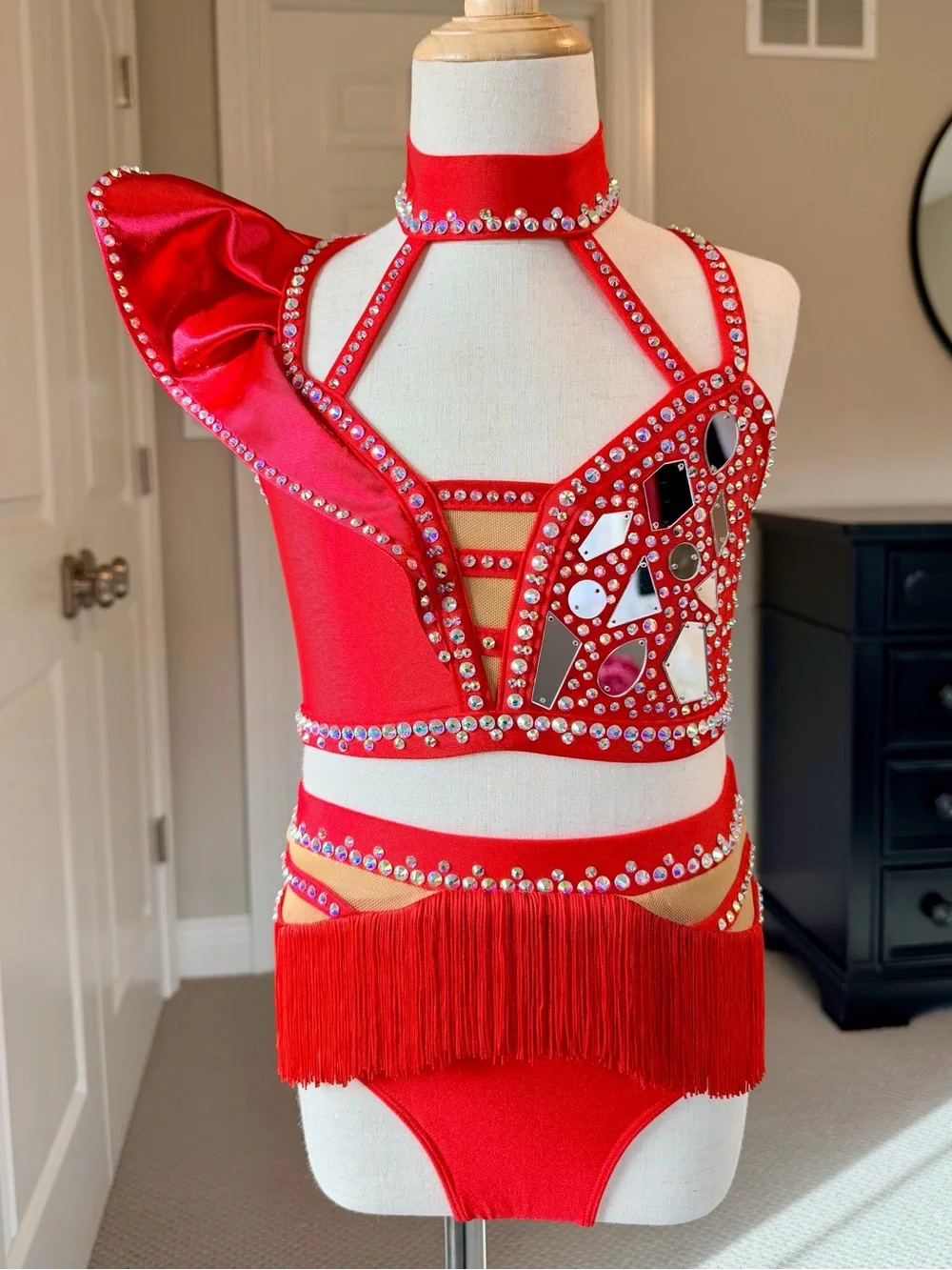 Red Custom Dance Costume!! Stunning and so sparkly!!